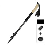 Bâton de randonnée pliable noir avec embout antidérapant et rondelle