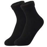 Chaussettes d'hiver en coton noir pour femme, chaudes et épaisses