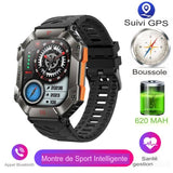 Montre intelligente GPS avec bracelet noir classique et écran sportif