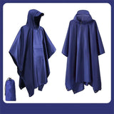 Poncho de pluie bleu avec capuche et poche, idéal pour la randonnée et le camping