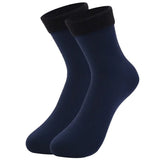 Chaussettes d'hiver en coton bleu marine pour femme, douces et confortables