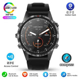 Montre connectée modèle Explorer avec écran AMOLED de 1,6 pouces, suivi GPS, contrôle d'accès NFC, et bracelet en silicone noir