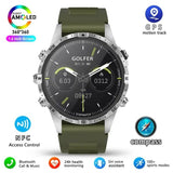 Montre connectée modèle Golfer avec écran AMOLED de 1,6 pouces, suivi GPS, contrôle d'accès NFC, et bracelet en silicone vert