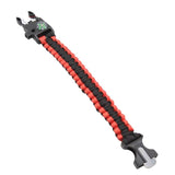 Bracelet boussole de survie noir et rouge allongé avec boucle détachable