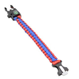 Bracelet boussole de survie bleu et rouge allongé avec fermeture sécurisée