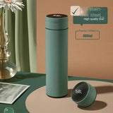 Bouteille thermos vert foncé 500 ml avec affichage LED et intérieur en acier inoxydable