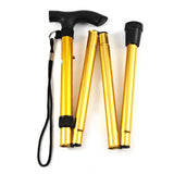 Bâton de marche pliable doré, design élégant avec embout antidérapant