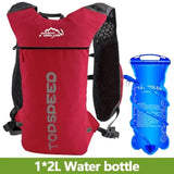 Sac à dos rouge avec poche à eau 2L, pratique pour les longues randonnées et le cyclisme