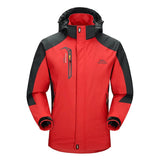 Veste légère de randonnée rouge pour homme, étanche, poignets élastiques et zip frontal