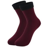 Chaussettes d'hiver en coton rouge foncé pour femme, douces et épaisses