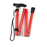 Bâton de randonnée rouge pliable, tube en aluminium robuste et poignée en T