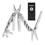 Pince multi-outils argentée avec scie, pince et pochette de rangement