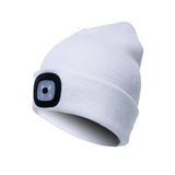 Bonnet tricoté à LED blanc, éclairage LED intégré pour activités extérieures