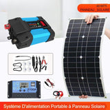 Panneau solaire flexible 600W avec onduleur 110V et kit d’alimentation portable